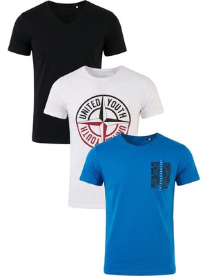Buratti Pamuklu Baskılı 3'lü Paket T Shirt Erkek T Shirt 541S3