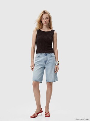 LC Waikiki Bermuda Fit Kadın Jean Şortolon  (S6)