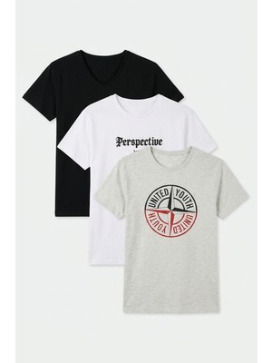 Buratti Pamuklu Baskılı 3'lü Paket T Shirt Erkek T Shirt 541S3