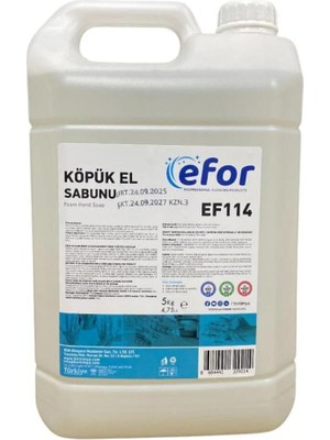 Efor Köpük El Sabunu (Kremli) ŞEFFAF RENK - 5 kg Nemlendirici Özellikli Hoş Koku