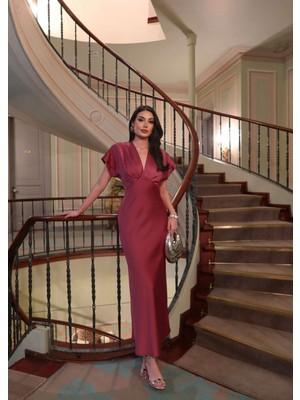 Esra Helvacı Eh Collection Saten Midi Elbise