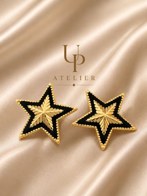 Up Atelier Yıldızın Işıltısı Küpe Gold-Siyah