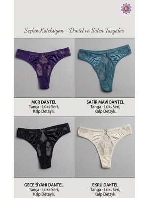 Papatya Tül Detaylı Saten Tanga