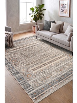 Colore Home Retro Mavi Etnik Desen Vintage Dokuma Salon Halısı