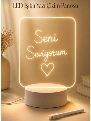 Işıklı Yazı Panosu Dekoratif Kişiselleştirilebilir, Ledli Masa Üstü Gece Lambası