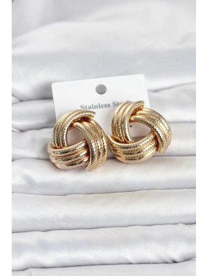 Belirtilmemiş 316L Çelik Gold Renk Sarmal Model Kadın Küpe