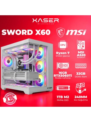Xaser SOVAX60 Ryzen 7 5700X 32GB Ram 1tb M.2 Nvme SSD 16GB RTX5060TI Sıvı Soğutmalı Masaüstü Oyuncu Bilgisayarı