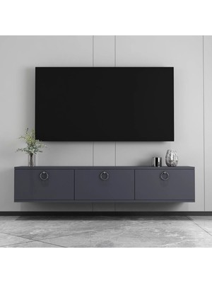 Morepp Sıla 150 cm Duvara Monte Tv Ünitesi Tv Sehpası  Antrasit - Gümüş