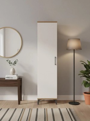 Dienni Arges Çok Amaçlı Dolap Elbise Dolabı Tek Raflı Tek Kapaklı Tek Askılı 44X30X182 Çam-Aytaşı