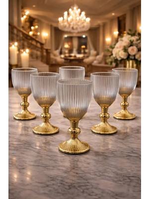 Yzhome 6 Lı Kristal Cam Platin Kaplama Kahve Yanı Su Bardağı Kadeh Kupa Bardak 75ML