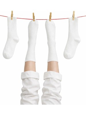 Solde 2 Çift Beyaz Düz Tenis Çorabı Unisex Pamuklu Spor Çorap Kadın Erkek🤍🧦(Deneme Paketi)