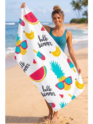 Vevien Home Summer Fruity Dijital Baskılı 75 x 150 cm Plaj Havlusu