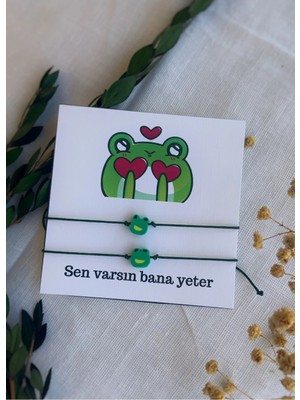 Atölye Merdiven Fimo Kurbağa Çift Bff Bilekliği Arkadaşlık Bilekliği