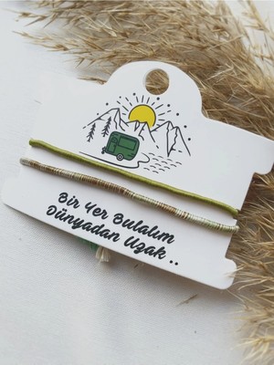 Atölye Merdiven Bir Yer Bulalım Dünyadan Uzak Çift Bilekliği , Arkadaşlık Bilekliği Bohem Ip Bileklik Seti