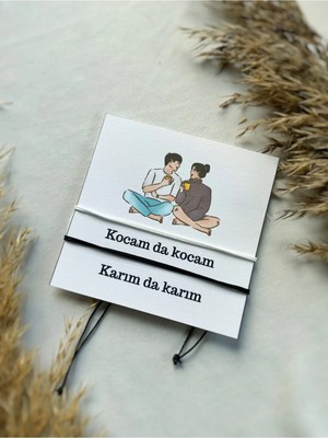Atölye Merdiven Kocam Da Kocam Karım Da Karım Çift Bilekliği Eş Bilekliği Siyah Beyaz