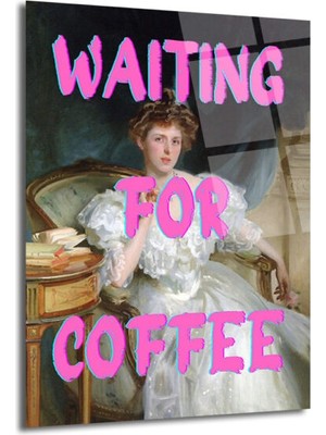 GLAZELLA "waiting For Coffee" Pop Art Klasik Cam Tablo - Mizahi Duvar Sanatı