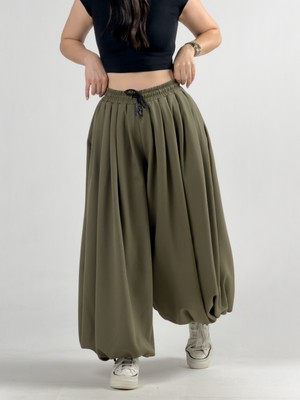 Cocopelli Süper Oversize Haki Kadın Jogger Pantolon COC3226