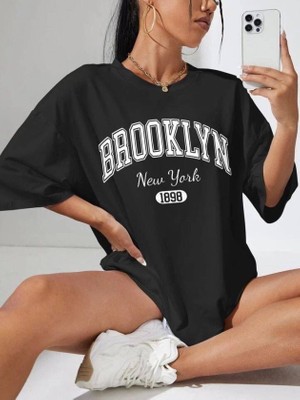 Etiler Collection Kadın Brooklyn New York Baskılı Oversize Tshirt
