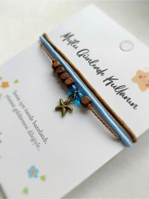 Atölye Merdiven 3’lü Yıldız Bileklik Seti Unisex Tahta Boncuk Ip Bileklik Seti