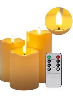 Die Grup Alevsiz Titreyen LED Mum Büyük Boy 3lü Set Kumandalı          [enerji Sınıfı A]