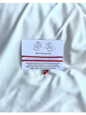 Atölye Merdiven Seni Seviyorum Kırmızı Kaderin Ipi Çift Bileklik Seti Bff, Sevgili Bilekliği Hediyelik Bileklik