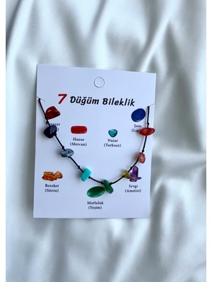 Atölye Merdiven 7 Düğüm Doğaltaş Bileklik Akil Mercan Strin Ametist Yeşim Lapis Turkuaz