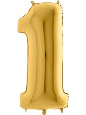 Die Grup 1 Rakamlı 16 Inç Gold Renk Folyo Balon 36 cm (Altın)