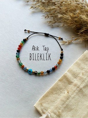 Atölye Merdiven Nazar Akik Bileklik Doğaltaş Bileklik Özel Keseli
