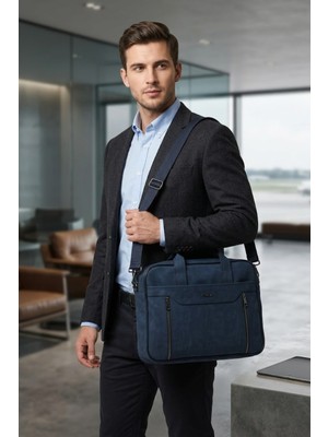 Byhakan GK38 VİYANA Su Geçirmez Suni Deri Evrak/Laptop Çanta Lacivert Günlük Kullanım İçin Modern Tasarım