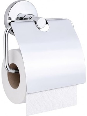 Die Grup Alper Banyo Kapaklı Tuvalet Kağıtlığı, 304 Paslanmaz Çelik, Krom Kaplama Wc Kağıtlık, Yapışkanlı ve Vidalı Montajlı, 5 Yıl Garantili Banyo Aksesuarı