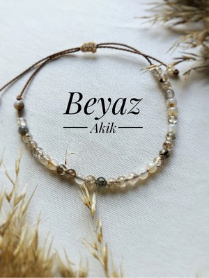 Atölye Merdiven Beyaz Akik Unisex Doğaltaş Bileklik