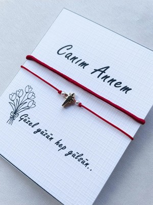 Atölye Merdiven Canım Annem Anneler Günü Hediyesi Kartlı Bileklik Seti