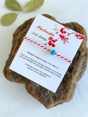 Atölye Merdiven Mavi Boncuk Detaylı Mart Dilek Bilekliği Hediye Paketli Marteniçka