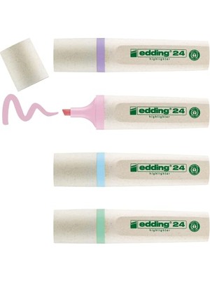 Die Grup Edding 24 Ecoline Fosforlu Kalem, 4'lü Set, Karışık Renkler, Kesik Uç
