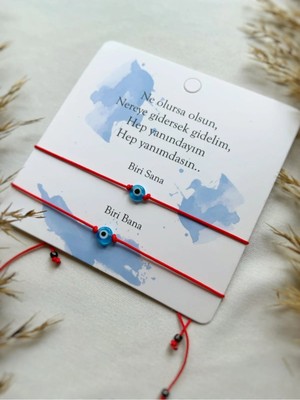 Atölye Merdiven Cam Nazar Boncuklu Çift Arkadaşlık Bilekliği