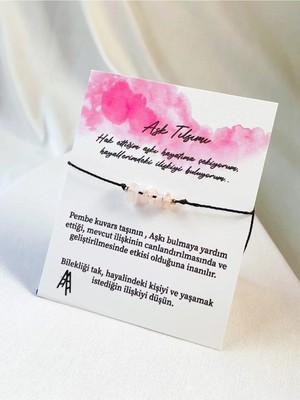 Atölye Merdiven Aşk Tılsımı Pembe Kuvars Doğal Taş Bileklik Sevgili Bulma Bilekliği
