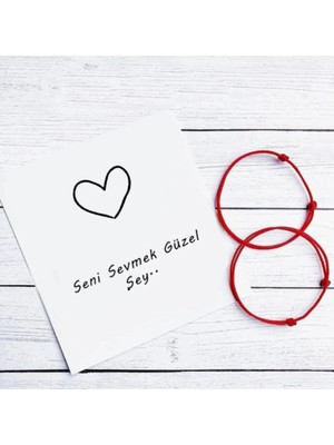 Atölye Merdiven Seni Sevmek Güzel Şey 2'li Kaderin Kırmızı Ipi Bileklik Sevgiliye Hediye