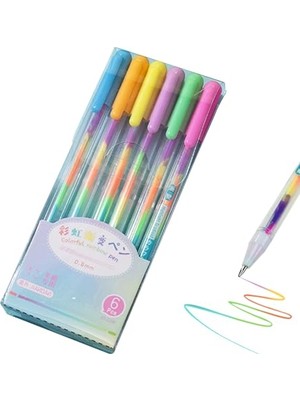 Die Grup 6 x Renkli Jel Kalem, Renk Gradyan Gökkuşağı Jel Kalemli El Yazısı Kalemi, 0,8 mm Sihirli Neon Jel Kalem Seti, Scrapbooking Eskiz, Günlük Çizimi Sanatçısı Çizimi