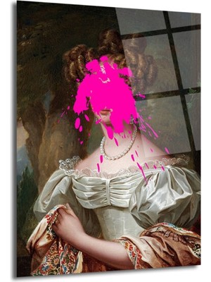 GLAZELLA Asil Kadın ve Pembe Sıçrama Modern Sanat Cam Tablo