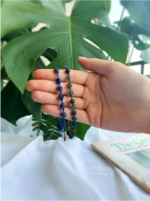 Atölye Merdiven Cesaret Seti El Yapımı Akik Taşı - Lapis Lazuli 2li Doğaltaş Bileklik Seti
