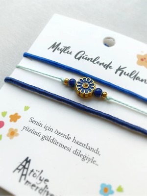 Atölye Merdiven Mineli Papatya Detaylı 3 Lü Bileklik Seti