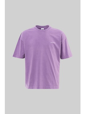 Machinist Clothing Erkek Yıkamalı Basic Oversize Tişört Mor