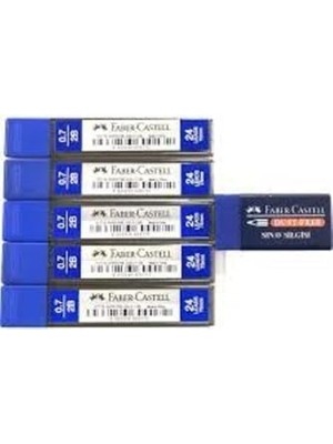 Die Grup Faber-Castell 5 Adet 0.7 mm Kalem Ucu ve 1 Sınav Silgisi 41 Delft Blue Renkli Set