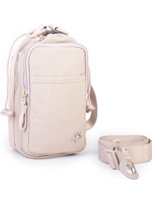 Nas Bag Mini Kadın Telefonluk Spor Şık Günlük Büzgülü El ve  Çapraz Çanta (En 20 cm ; Boy 12 cm ) Kum