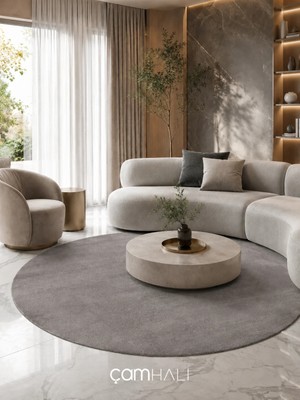 Eko Halı Zen 01 Anthracite Daire Hav Toz Vermez Yumuşak Dokulu Salon Halısı Oturma Odası Halısı Yatak Odası Halısı Çocuk Odası Halısı Koridor Halısı Mutfak Halısı Modern Makine Halısı