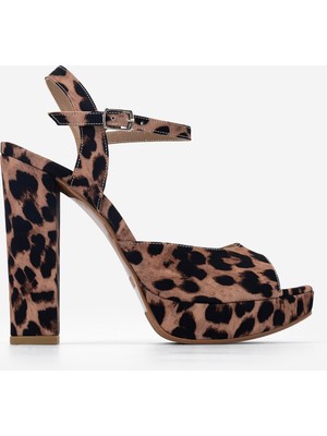 Valmenti Kadın Tekstil Leopar Topuklu Ayakkabı 828 8626 Bn Ayk Y26 Leopar Saten