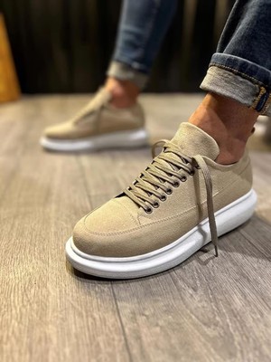 Ramer JY914 Drake Bağcıklı Süet Erkek Günlük Sneaker Ayakkabı Sbt Krem