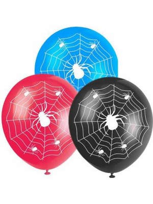 Die Grup Örümcek Ağı Baskılı Latex Balon 10 Adet