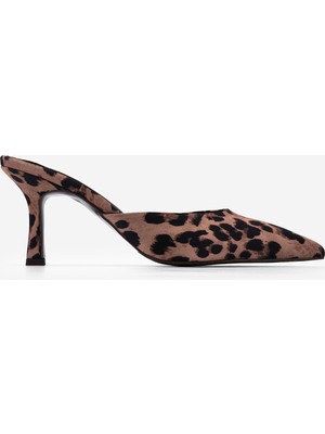 Valmenti Kadın Tekstil Leopar Topuklu Terlik 932 A119 Bn Trlk Y26 Leopar Saten