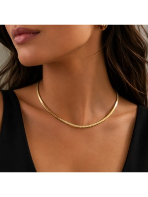 Sevil Gülgün Atelier  14K Altın Kaplama Kadın Kolye - Modern Taşlı Choker Gerdanlık